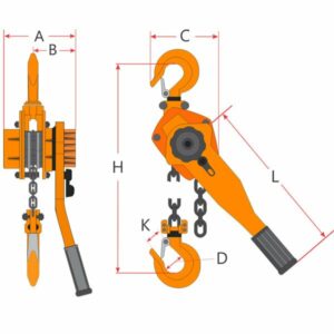 Taurus lever hoist dimensions diagram, Toco Lifting